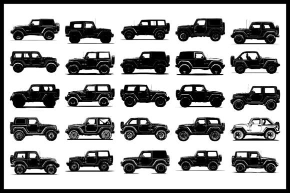 Classic Off-Road 4x4 Silhouette Set for Crafts