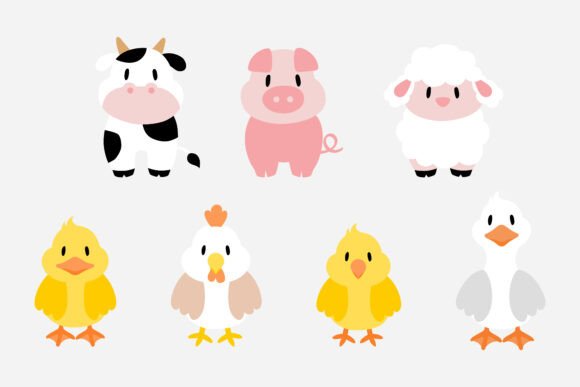 Farm Animal Cartoon - Front View Graphics