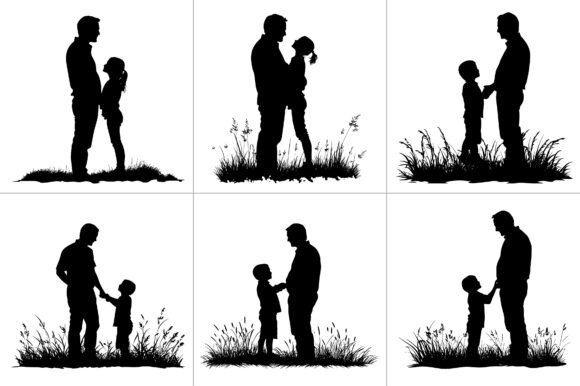 Father Son Daughter Silhouette Clipart Graphics and Crafts