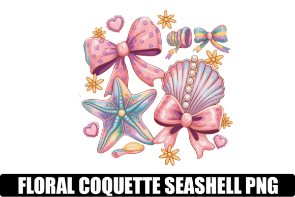 Floral Coquette Seashell PNG: Graphics for Crafts and Creative Brands