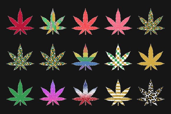 Glitter Cannabis Weed Leaf Bundle: Graphics & Crafts for Local Business