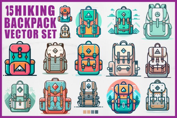 Hiking Backpack Vector Set – Graphics and Crafts