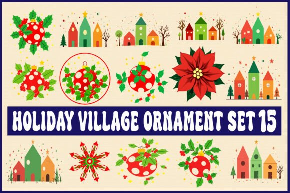 Holiday Village Ornament Set Graphics and Crafts