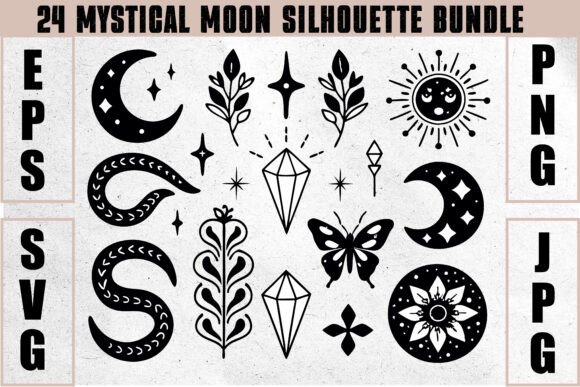 Mystical Moon Silhouette Bundle: Graphics & Crafts